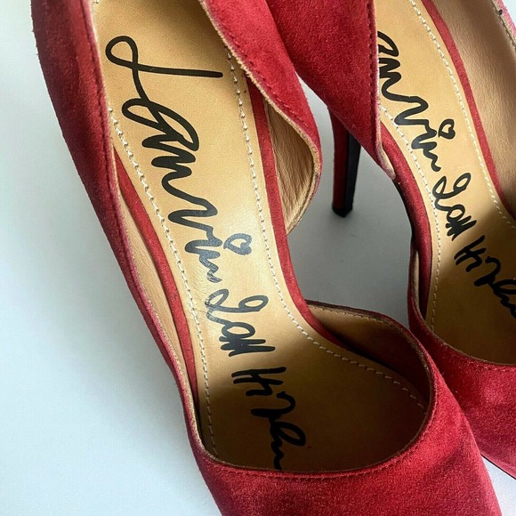 Lanvin 2011 Hiver Suede Pump Platform Red D'orsay Almond Toe Slim Heel 3… - Picture 8 of 9